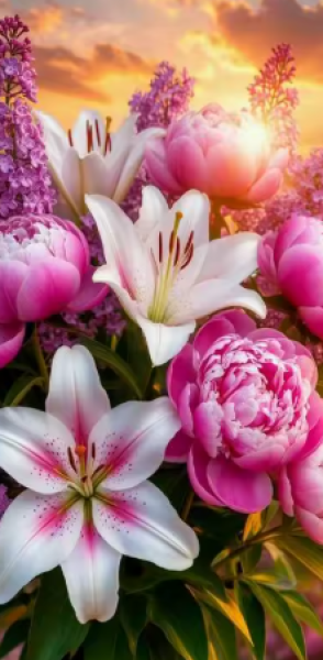 Diamond Painting Pfingstrosen und Lilien